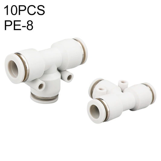 PE-8 LAIZE 10pcs PE T-type Tee Pneumatic Quick Fitting Connector - Interface Series by LAIZE | Online Shopping UK | buy2fix