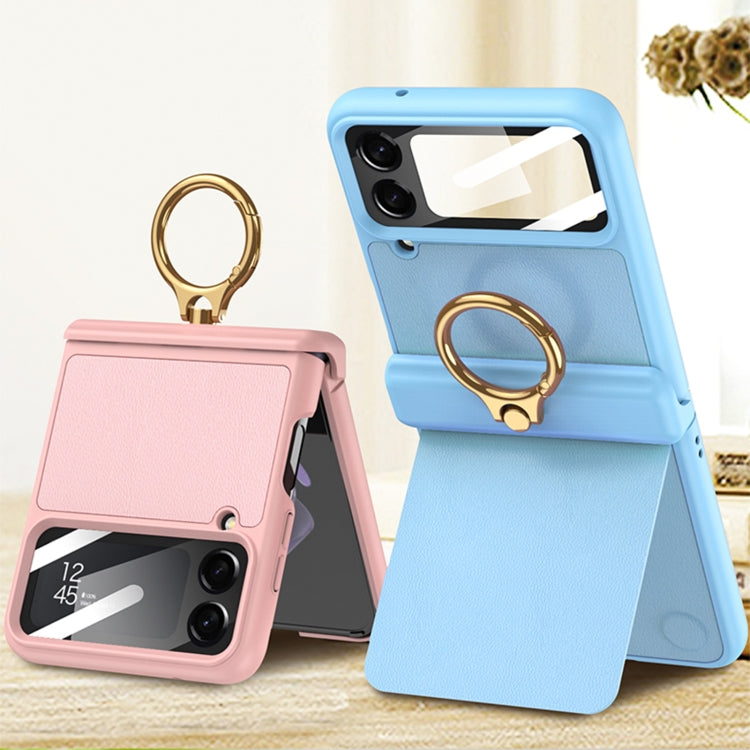 For Samsung Galaxy Z Flip4 GKK Magnetic Fold Hinge Full Coverage Phone Case with Ring Holder(Pink) - Galaxy Z Flip4 5G Cases by GKK | Online Shopping UK | buy2fix