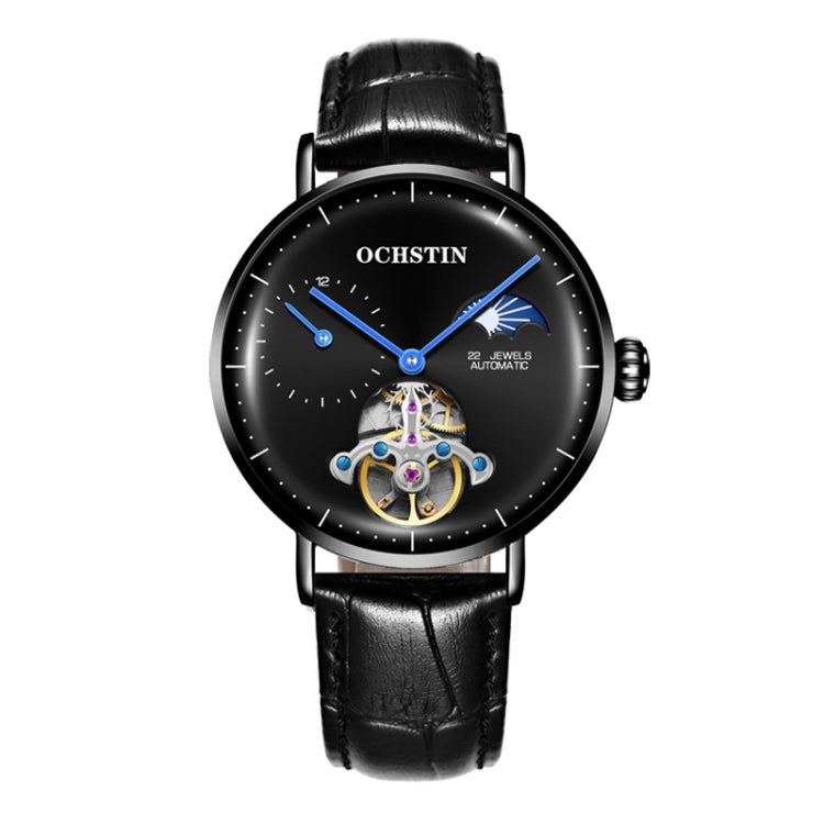 OCHSTIN 6121B Masterpiece Tourbillon Mechanical Men Watch(Black-Black) - Leather Strap Watches by OCHSTIN | Online Shopping UK | buy2fix