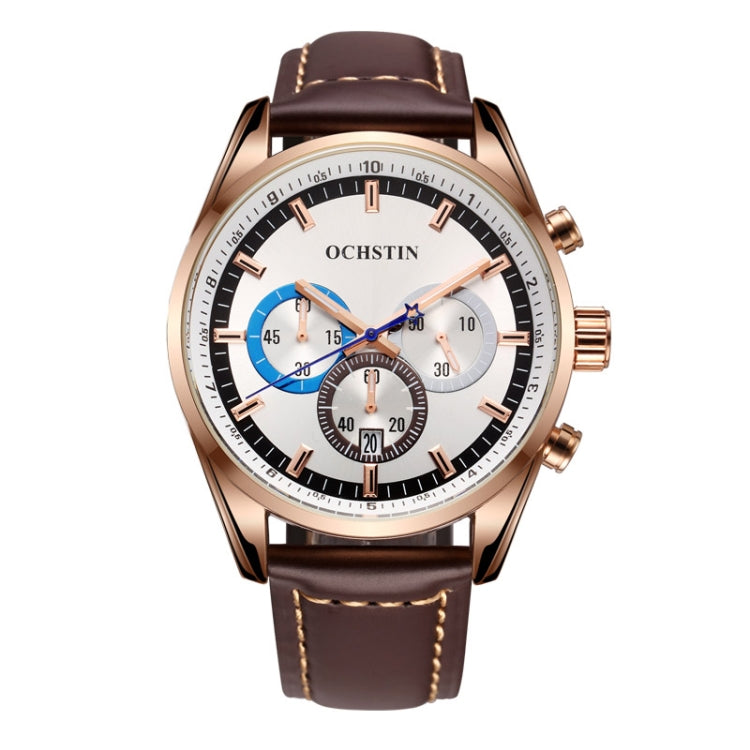 Ochstin 6046A Business Style Quartz Men Leather Watch(Rose Gold+Coffee) - Leather Strap Watches by OCHSTIN | Online Shopping UK | buy2fix