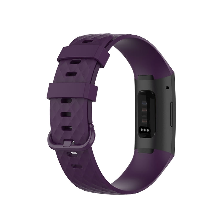 Color Buckle TPU Wrist Strap Watch Band for Fitbit Charge 4 / Charge 3 / Charge 3 SE, Size: S(Dark Purple) - Smart Wear by buy2fix | Online Shopping UK | buy2fix