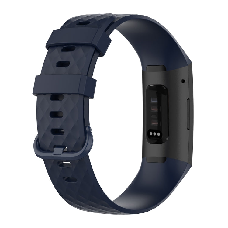 Color Buckle TPU Wrist Strap Watch Band for Fitbit Charge 4 / Charge 3 / Charge 3 SE, Size: L(Navy Blue) - Smart Wear by buy2fix | Online Shopping UK | buy2fix