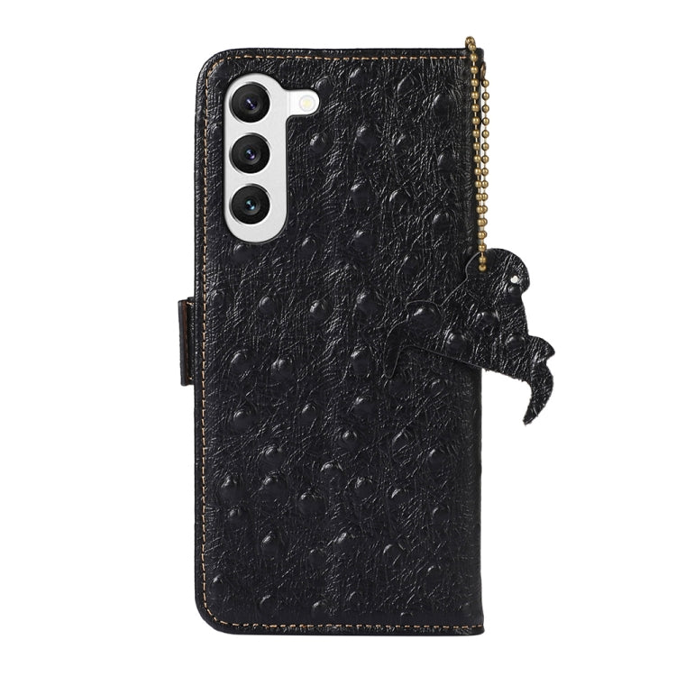For Samsung Galaxy S23+ 5G Ostrich Pattern Genuine Leather RFID Phone Case(Black) - Galaxy S23+ 5G Cases by buy2fix | Online Shopping UK | buy2fix