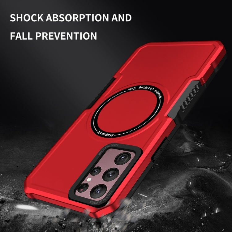 For Samsung Galaxy S22 Ultra 5G MagSafe Shockproof Armor Phone Case(Red) - Galaxy S22 Ultra 5G Cases by buy2fix | Online Shopping UK | buy2fix