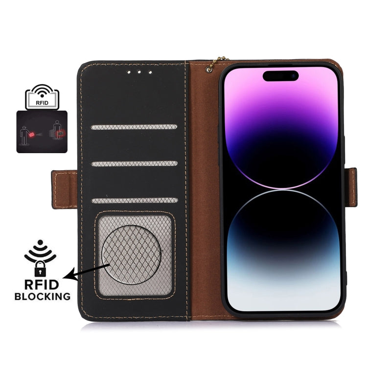 For Google Pixel 7 Genuine Leather Magnetic RFID Leather Phone Case(Black) - Google Cases by buy2fix | Online Shopping UK | buy2fix