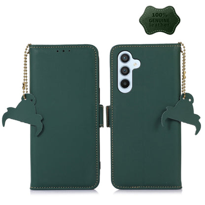 For Samsung Galaxy A54 5G Genuine Leather Magnetic RFID Leather Phone Case(Green) - Galaxy Phone Cases by buy2fix | Online Shopping UK | buy2fix