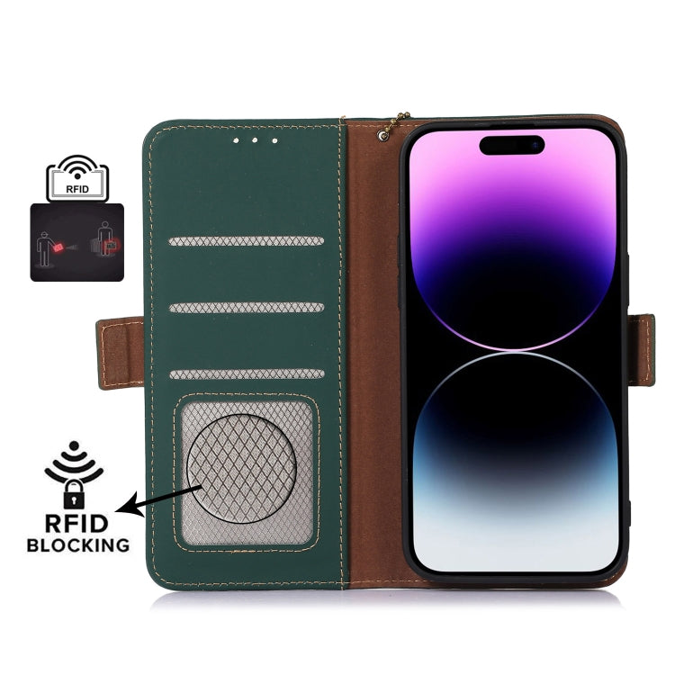 For Samsung Galaxy S23+ 5G Genuine Leather Magnetic RFID Leather Phone Case(Green) - Galaxy S23+ 5G Cases by buy2fix | Online Shopping UK | buy2fix