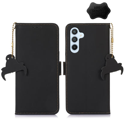 For Samsung Galaxy S23 5G Genuine Leather Magnetic RFID Leather Phone Case(Black) - Galaxy S23 5G Cases by buy2fix | Online Shopping UK | buy2fix