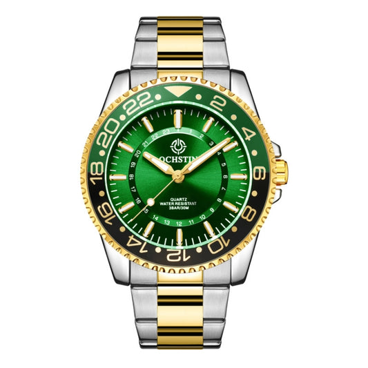 OCHSTIN 7019D Multifunctional Quartz Waterproof Luminous Steel Strap Men Watch(Green+Gold) - Metal Strap Watches by OCHSTIN | Online Shopping UK | buy2fix