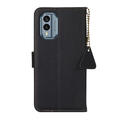 For Nokia X30 5G Side-Magnetic TJ Genuine Leather RFID Phone Case(Black) - Nokia Cases by buy2fix | Online Shopping UK | buy2fix