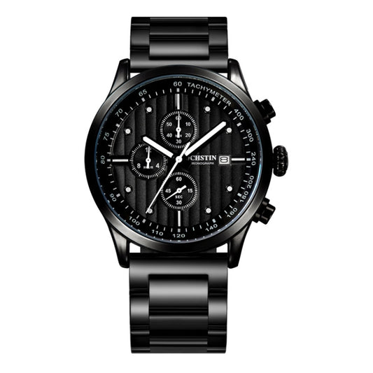OCHSTIN 7244 Fashion Steel Strap Multifunctional Quartz Men Watch(Black White) - Metal Strap Watches by OCHSTIN | Online Shopping UK | buy2fix