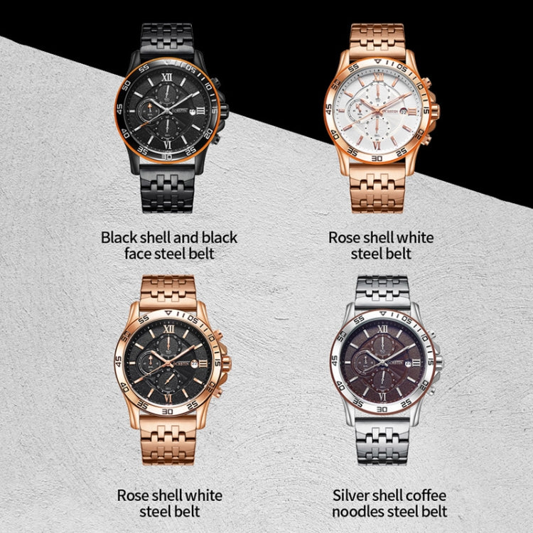 OCHSTIN 7257 Fashion Steel Strap Multifunctional Quartz Men Watch(Black) - Metal Strap Watches by OCHSTIN | Online Shopping UK | buy2fix