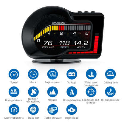 F15 Car High-definition LCD Instrument OBD+GPS HUD Head-up Display - In Car by buy2fix | Online Shopping UK | buy2fix