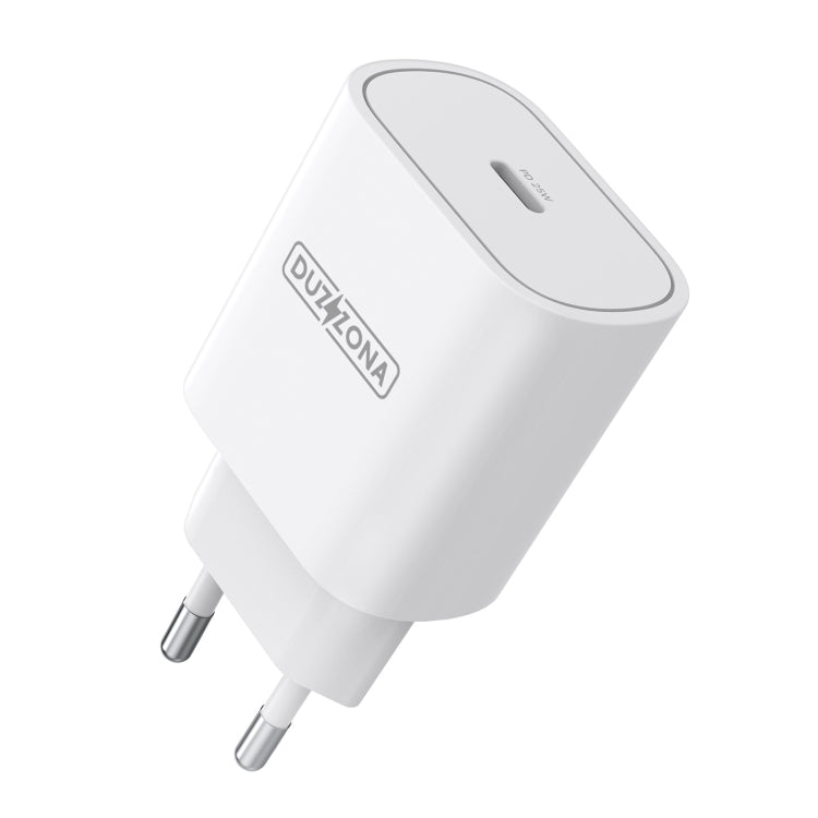 DUZZONA T6 PD 25W USB-C/Type-C Single Port Travel Charger,EU Plug(White) - USB Charger by DUZZONA | Online Shopping UK | buy2fix