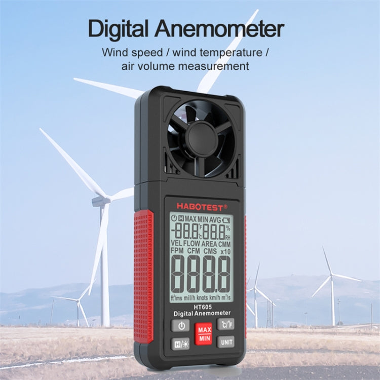 HABOTEST HT605 Portable Intelligent Digital Display Handheld Wind Speed Tester - Tachometers & Anemometer by HABOTEST | Online Shopping UK | buy2fix