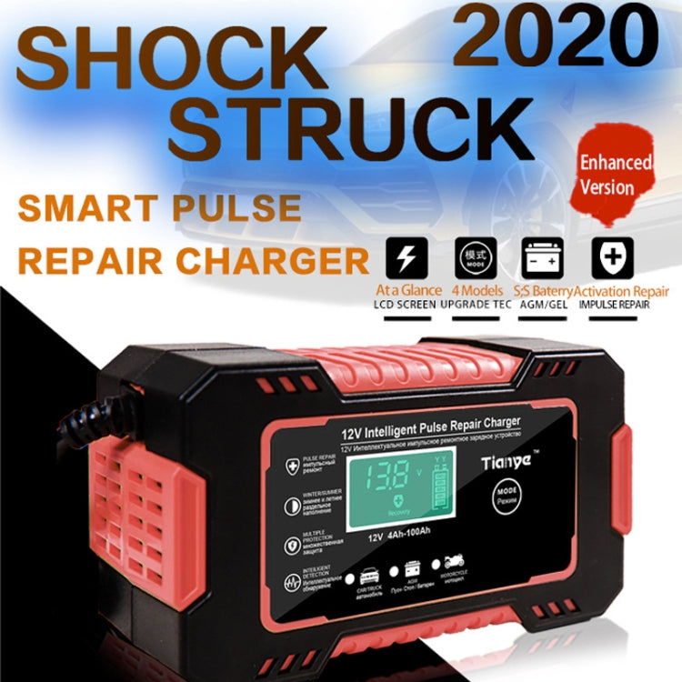 Motorcycle / Car Battery Smart Charger with LCD Creen, Plug Type:US Plug(Red) - In Car by buy2fix | Online Shopping UK | buy2fix