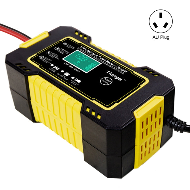 Motorcycle / Car Battery Smart Charger with LCD Creen, Plug Type:AU Plug(Yellow) - In Car by buy2fix | Online Shopping UK | buy2fix