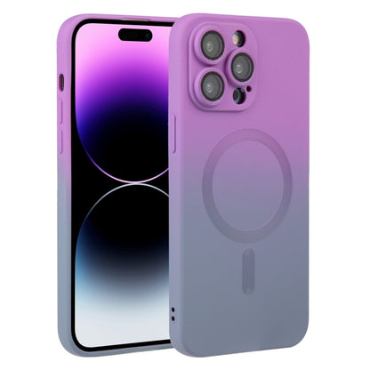 For iPhone 14 Pro Liquid TPU Silicone Gradient MagSafe Phone Case(Purple) - iPhone 14 Pro Cases by buy2fix | Online Shopping UK | buy2fix
