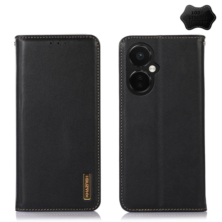 For OnePlus Nord CE 3 Lite KHAZNEH Nappa Top Layer Cowhide Leather Phone Case(Black) - OnePlus Cases by buy2fix | Online Shopping UK | buy2fix