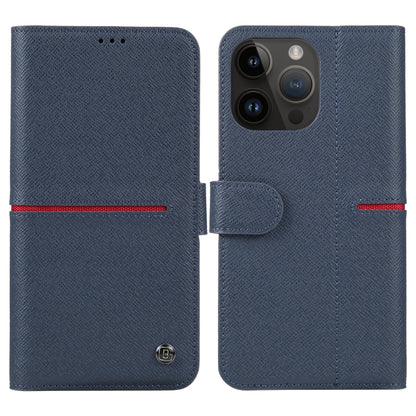 For iPhone 14 Pro GEBEI Top-grain Horizontal Flip Leather Phone Case(Blue) - iPhone 14 Pro Cases by GEBEI | Online Shopping UK | buy2fix