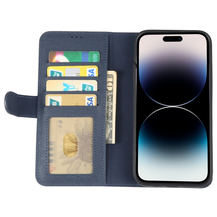 For iPhone 14 Pro GEBEI Top-grain Horizontal Flip Leather Phone Case(Blue) - iPhone 14 Pro Cases by GEBEI | Online Shopping UK | buy2fix