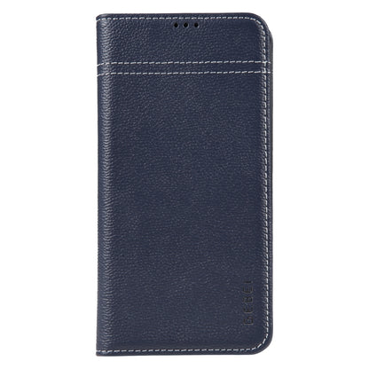 For iPhone 14 Pro Max GEBEI Top-grain Horizontal Flip Leather Phone Case(Blue) - iPhone 14 Pro Max Cases by GEBEI | Online Shopping UK | buy2fix