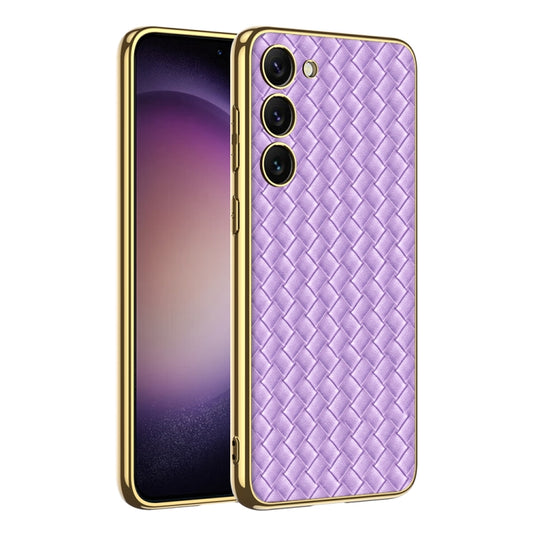 For Samsung Galaxy S23+ 5G GKK Weave Texture Electroplating PU Protective Phone Case(Purple) - Galaxy S23+ 5G Cases by GKK | Online Shopping UK | buy2fix