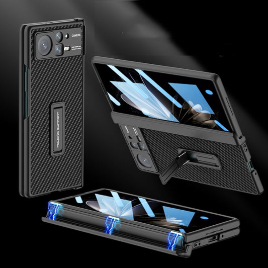 For Xiaomi Mix Fold 2 GKK Magnetic Hinge Flip Leather Phone Case with Holder(Carbon Fibre) - Xiaomi Cases by GKK | Online Shopping UK | buy2fix