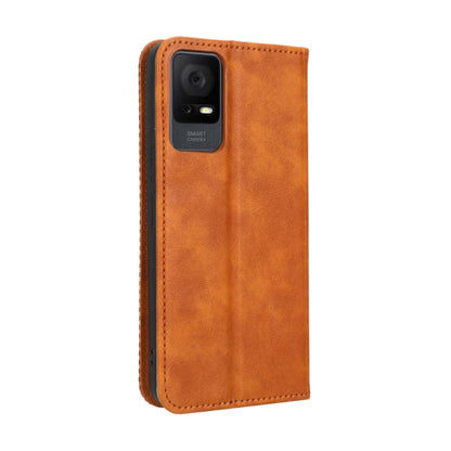 For TCL 405 / 406 T506D Magnetic Buckle Retro Texture Leather Phone Case(Brown) - More Brand by buy2fix | Online Shopping UK | buy2fix