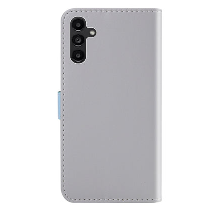 For Samsung Galaxy A14 5G Tricolor Stitching Flip Leather Phone Case(Grey) - Galaxy Phone Cases by buy2fix | Online Shopping UK | buy2fix