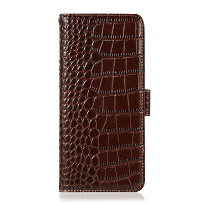 For Honor X9a/X40 5G Crocodile Top Layer Cowhide Leather Phone Case(Brown) - Honor Cases by buy2fix | Online Shopping UK | buy2fix