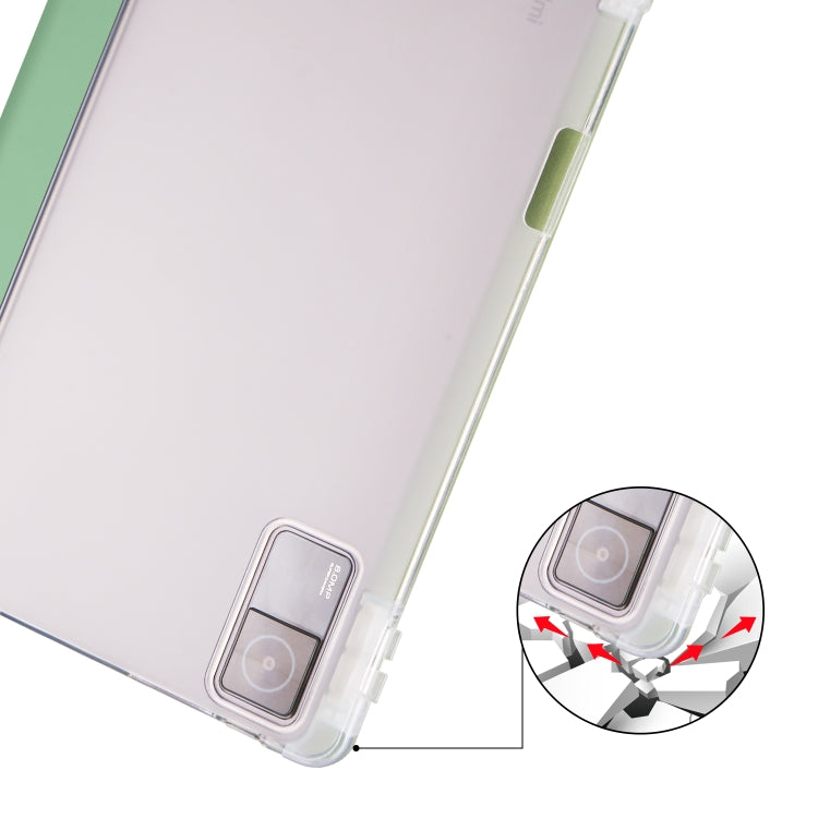 For Xiaomi Redmi Pad 10.61 3-folding Transparent TPU Smart Leather Tablet Case with Pen slot(Matcha Green) -  by buy2fix | Online Shopping UK | buy2fix
