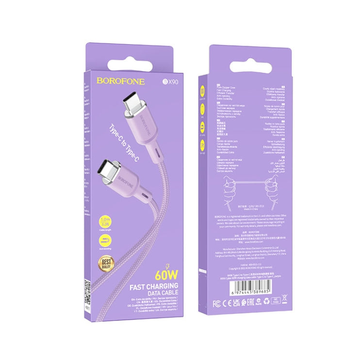 Borofone BX90 Type-C to Type-C Cyber 60W Charging Data Cable, Length:1m(Purple) -  by Borofone | Online Shopping UK | buy2fix