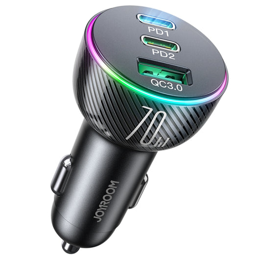 JOYROOM JR-CL26 70W 3-port USB+USB-C / Type-C Car Charger(Black) - In Car by JOYROOM | Online Shopping UK | buy2fix