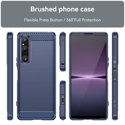 For Sony Xperia 1 V Brushed Texture Carbon Fiber TPU Phone Case(Blue) - Sony Cases by buy2fix | Online Shopping UK | buy2fix
