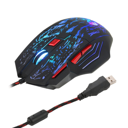 HXSJ H300 7 Keys Flowing Water Crack Colorful Luminous Wired Gaming Mouse(Black) - Wired Mice by HXSJ | Online Shopping UK | buy2fix