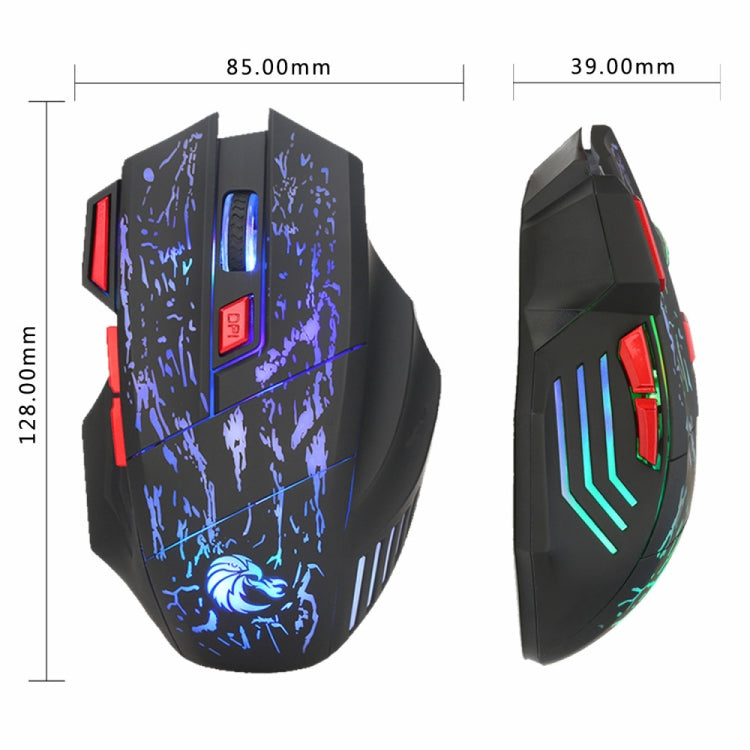 HXSJ H300 7 Keys Flowing Water Crack Colorful Luminous Wired Gaming Mouse(Black) - Wired Mice by HXSJ | Online Shopping UK | buy2fix