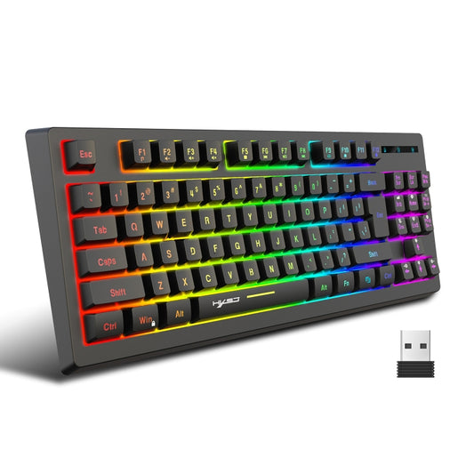 HXSJ L100 87 Keys RGB Backlit Film 2.4G Wireless Keyboard(Black) - Wireless Keyboard by HXSJ | Online Shopping UK | buy2fix