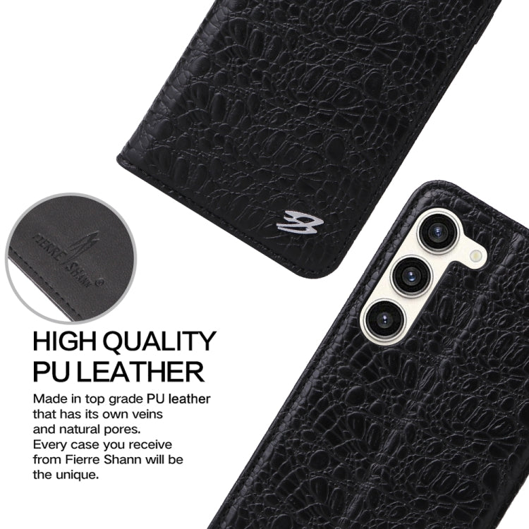 For Samsung Galaxy S23+ 5G Fierre Shann Crocodile Texture Magnetic Genuine Leather Phone Case(Black) - Galaxy S23+ 5G Cases by FIERRE SHANN | Online Shopping UK | buy2fix