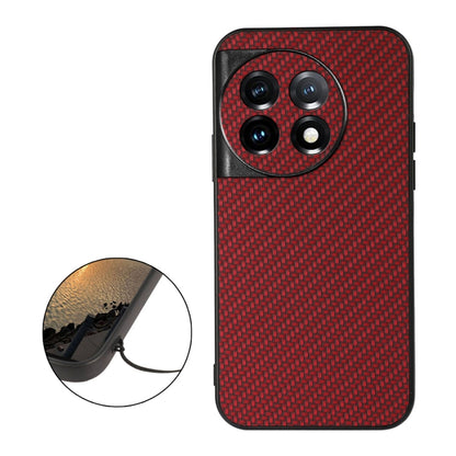 For OnePlus Ace 2 / 11R Accurate Hole Carbon Fiber Texture PU Phone Case(Red) - OnePlus Cases by buy2fix | Online Shopping UK | buy2fix
