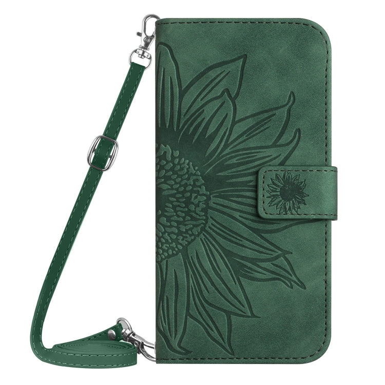 For Samsung Galaxy M14 5G Skin Feel Sun Flower Pattern Flip Leather Phone Case with Lanyard(Green) - Galaxy Phone Cases by buy2fix | Online Shopping UK | buy2fix