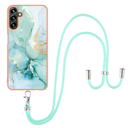 For Samsung Galaxy A34 5G Electroplating Marble IMD TPU Phone Case with Lanyard(Green 003) - Galaxy Phone Cases by buy2fix | Online Shopping UK | buy2fix