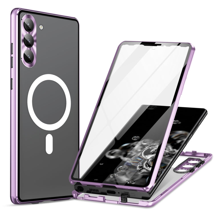 For Samsung Galaxy S24+ 5G HD Full Cover Magsafe Magnetic Metal Tempered Glass Phone Case(Purple) - Galaxy S24+ 5G Cases by buy2fix | Online Shopping UK | buy2fix