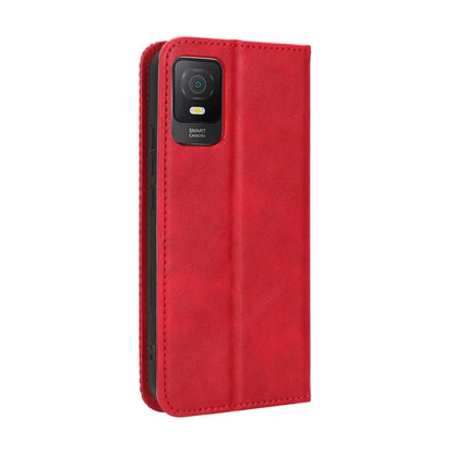For TCL 403 Magnetic Buckle Retro Texture Leather Phone Case(Red) - More Brand by buy2fix | Online Shopping UK | buy2fix