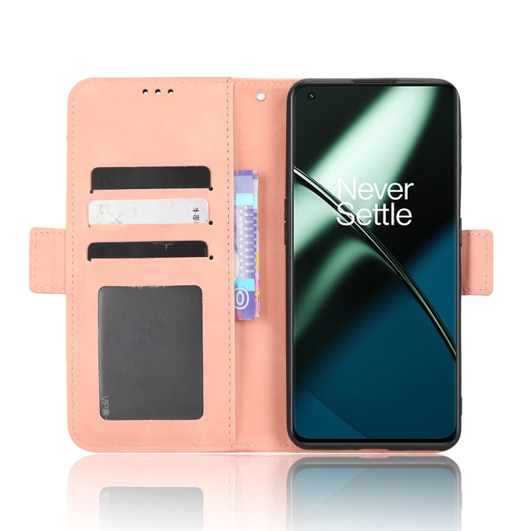 For OnePlus 11R / Ace 2 Skin Feel Calf Texture Card Slots Leather Phone Case(Pink) - OnePlus Cases by buy2fix | Online Shopping UK | buy2fix