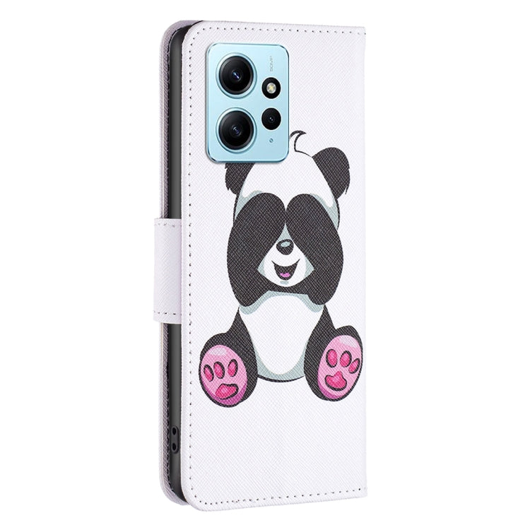 For Xiaomi Redmi Note 12 4G Global Colored Drawing Leather Phone Case(Panda) - Note 12 Cases by buy2fix | Online Shopping UK | buy2fix