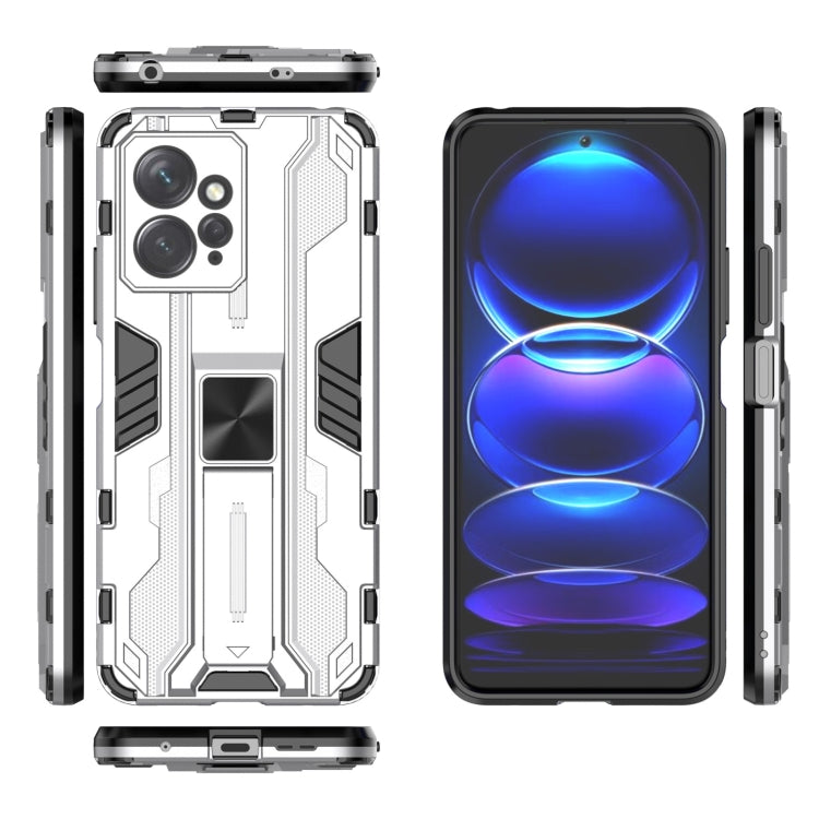 For Xiaomi Redmi Note 12 4G Supersonic PC + TPU Shock-proof Phone Case with Holder(Silver) - Note 12 Cases by buy2fix | Online Shopping UK | buy2fix