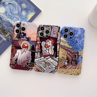 For iPhone 12 Pro Precise Hole Oil Painting Glossy PC Phone Case(Tower) - iPhone 12 / 12 Pro Cases by buy2fix | Online Shopping UK | buy2fix