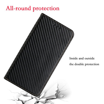 For Xiaomi Redmi Note 12 5G Global/Poco X5 Carbon Fiber Texture Magnetic Flip Leather Phone Case(Black) - Note 12 Cases by buy2fix | Online Shopping UK | buy2fix