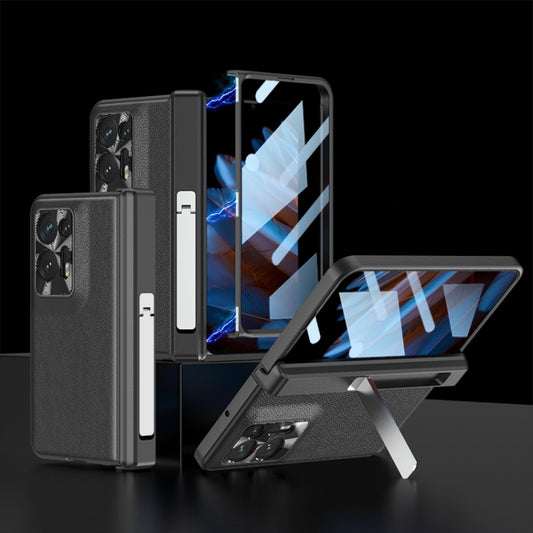 For OPPO Find N2 GKK Magnetic Hinge Flip Leather Phone Case with Holder(Black) - Find N2 Cases by GKK | Online Shopping UK | buy2fix